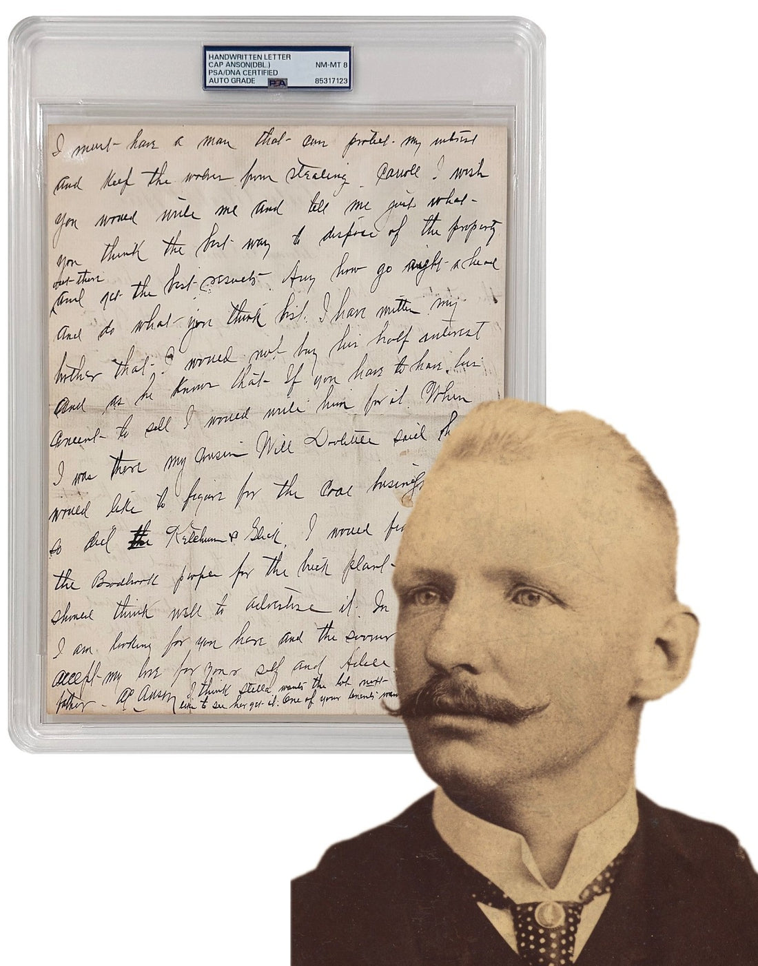 Rare Adrian Cap Anson Handwritten &amp; Twice Signed Letter. Auto Graded 80