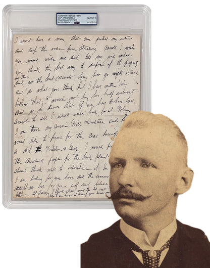 Rare Adrian Cap Anson Handwritten &amp; Twice Signed Letter. Auto Graded 80