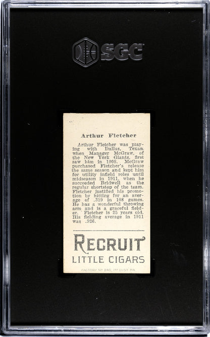 1912 Recruit Little Cigars T207 Arthur Fletcher SGC 51