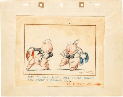 1939 Walt Disney, Three Little Pigs, Original Hand Drawn Storyboard Artwork2