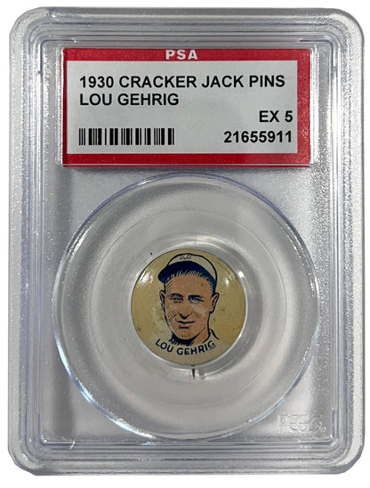 1930 Lou Gehrig Cracker Jack Pin, PSA EX 5. Key to the Set.0