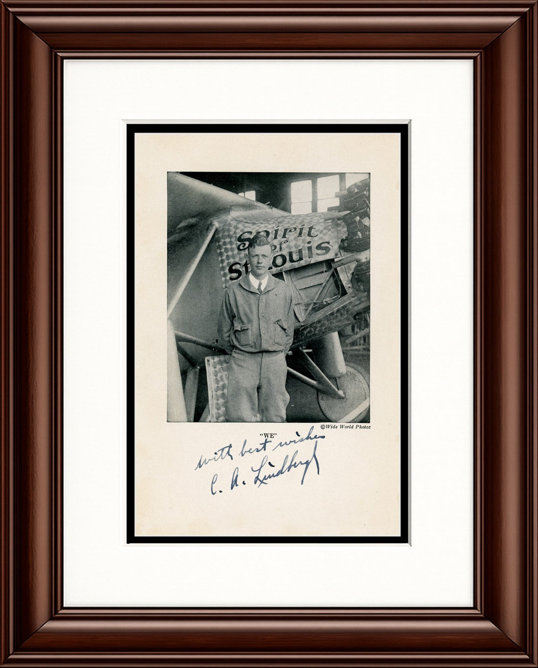 Charles Lindbergh Signed &amp; Inscribed Spirit of St. Louis Photo. JSA0