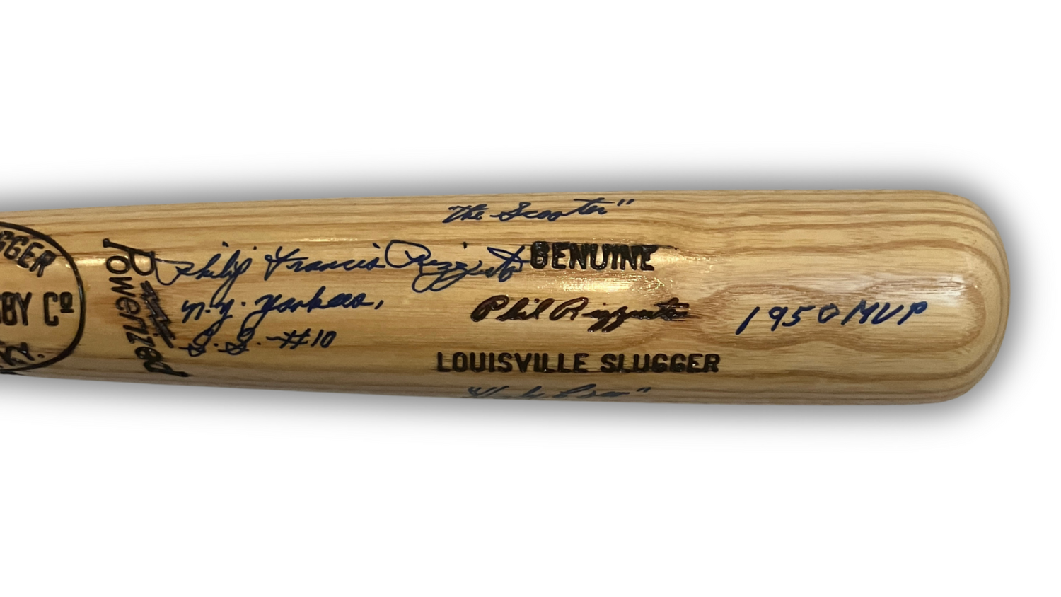 Phil Rizzuto Signed &amp; Inscribed "1950 MVP" New York Yankees Bat. Auto JSA2