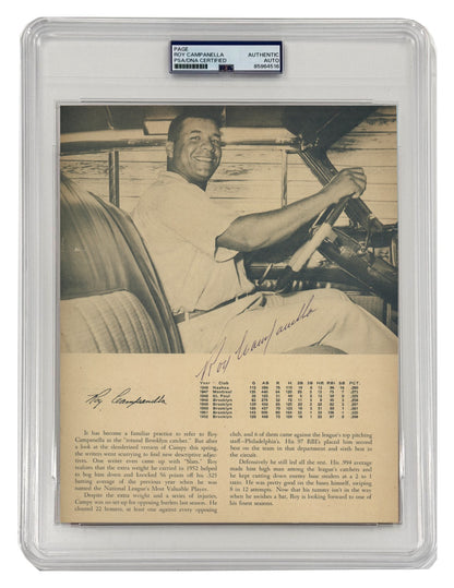 Roy Campanella Signed Photo, 1953 Dodgers Yearbook. Driving Car. JSA PSA0