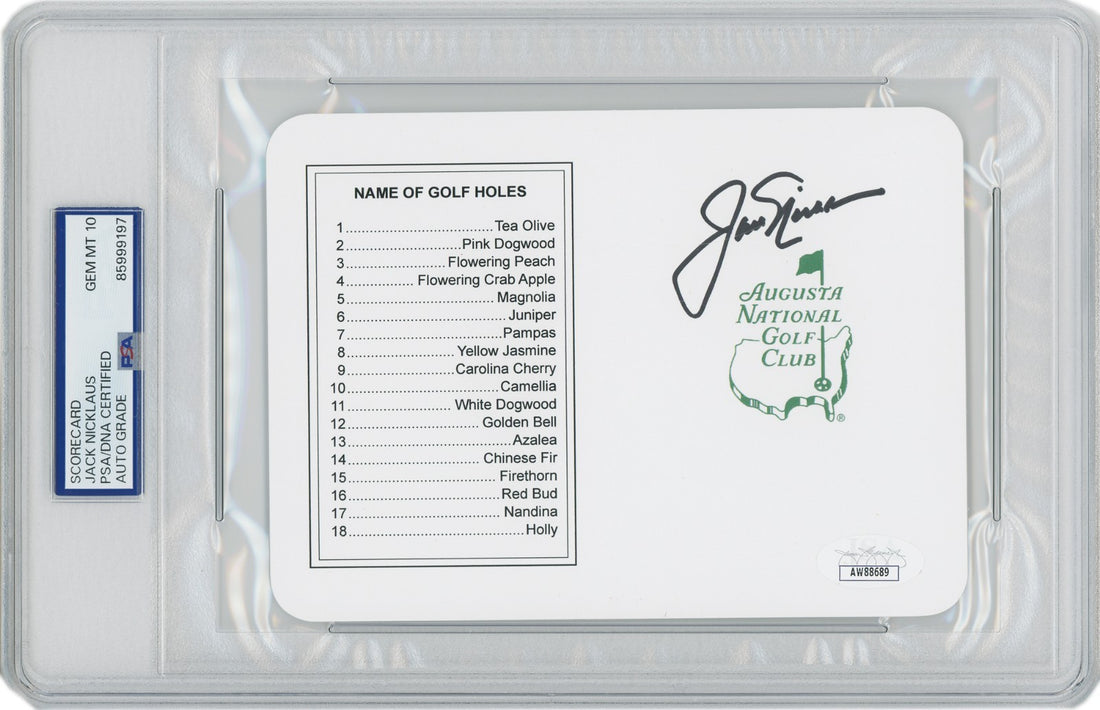 Jack Nicklaus Signed Augusta National Masters Scorecard. Auto Grade PSA 100