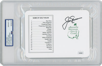 Jack Nicklaus Signed Augusta National Masters Scorecard. Auto Grade PSA 100