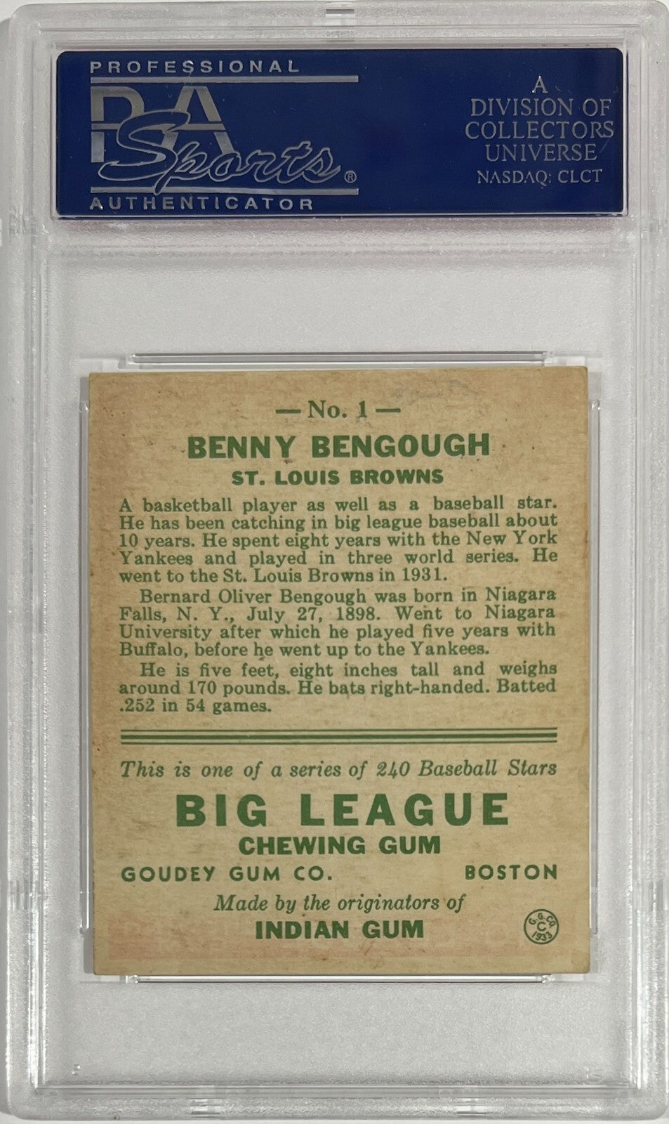 1933 Goudey Benny Bengough 
