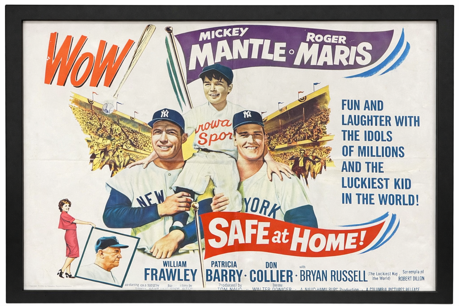 Mickey Mantle &amp; Roger Maris 1962 Safe at Home Half Sheet Poster0