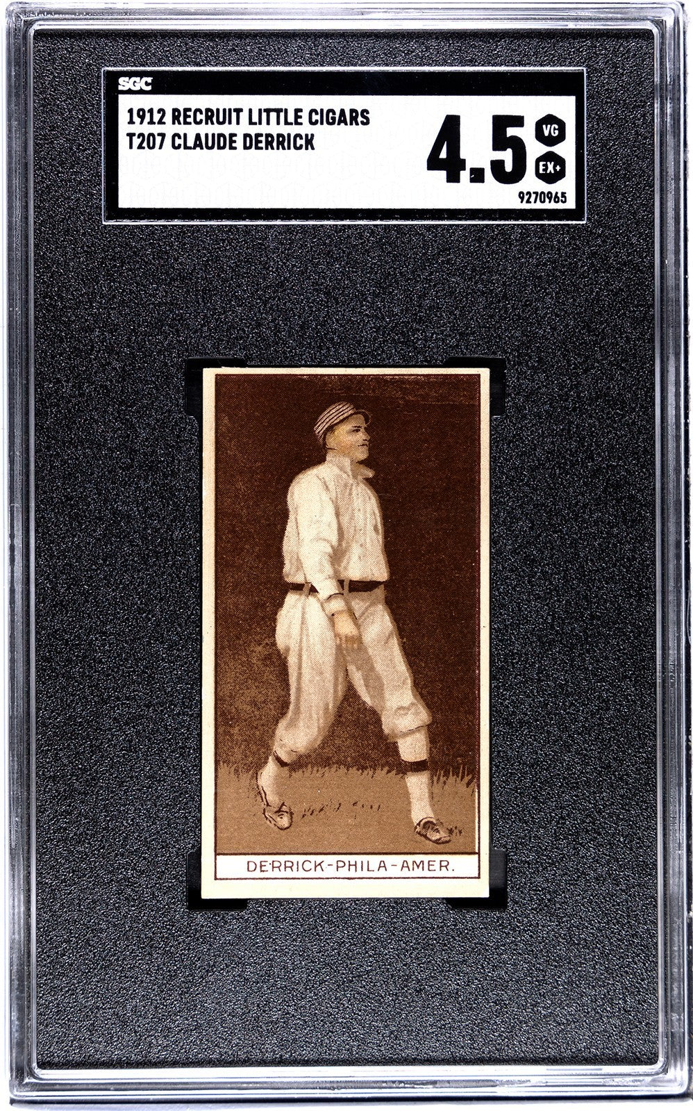 1912 Recruit Little Cigars T207 Claude Derrick SGC 4.50