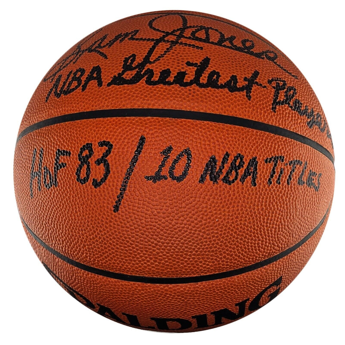 Sam Jones Signed &amp; Inscribed Basketball. JSA COA