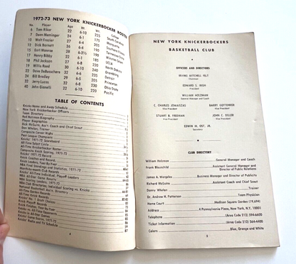 1972-73 New York Knicks Yearbook Madison Square Garden Press Media Guide NBA3