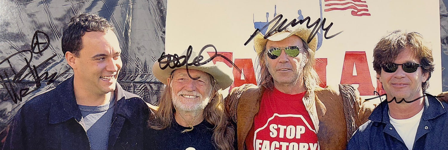 Willie Nelson, Dave Matthews, Neil Young, John Mellencamp Signed Photo. JSA2