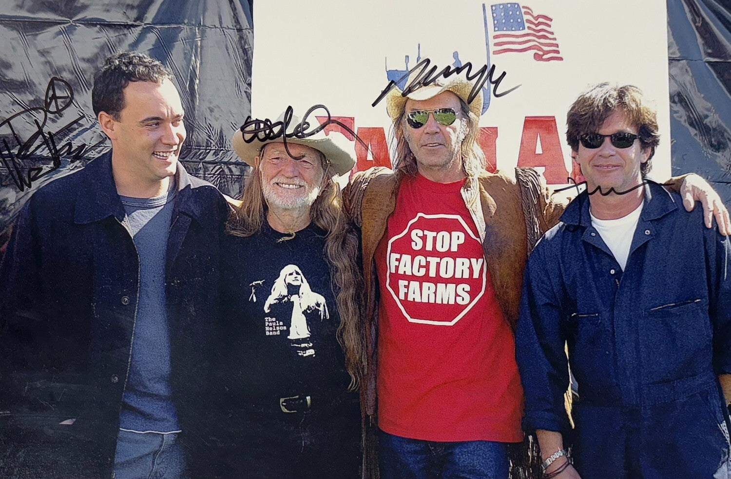 Willie Nelson, Dave Matthews, Neil Young, John Mellencamp Signed Photo. JSA1