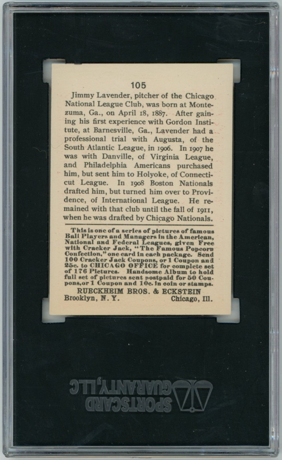 1915 Cracker Jimmy Lavender SGC 7.51