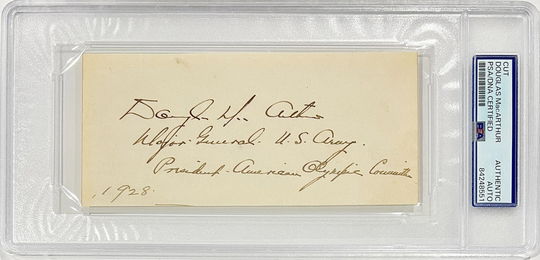 Early General Douglas MacArthur Signed &amp; Inscribed Autograph, 1928. PSA1