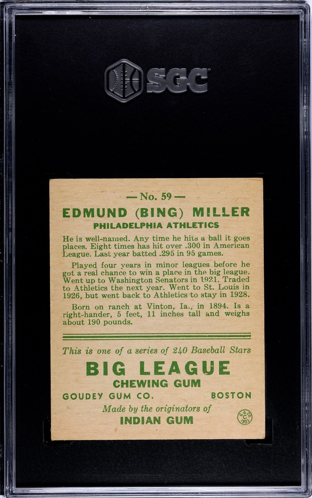 1933 Goudey Bing Miller 