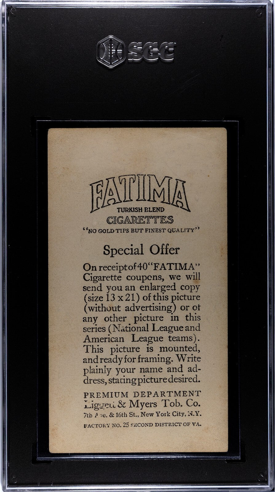 1913 Fatima T200 Chicago Americans, White Sox. Eddie Collins, Ed Cicotte SGC 21