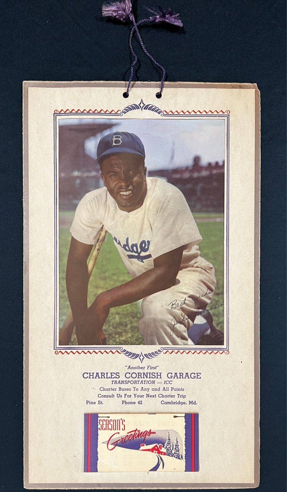 1952 Jackie Robinson Advertisement Wall Calendar, Original.0