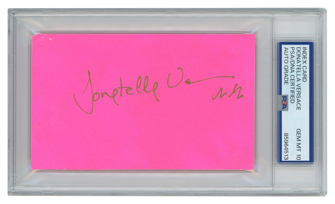 Donatella Versace Signed Index Card. PSA Auto Grade Gem Mint 101