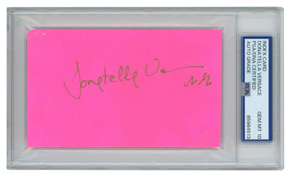 Donatella Versace Signed Index Card. PSA Auto Grade Gem Mint 101