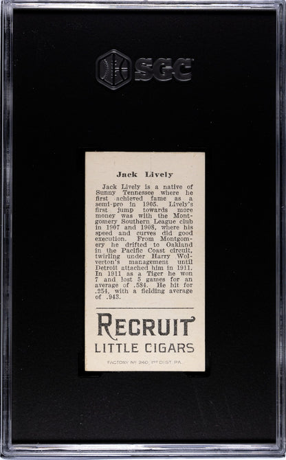 1912 Recruit Little Cigars T207 Jack Lively SGC 51