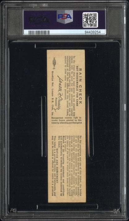 1954 Karl Spooner Original Full Ticket from MLB Debut, 15 Ks Strikeouts. PSA2