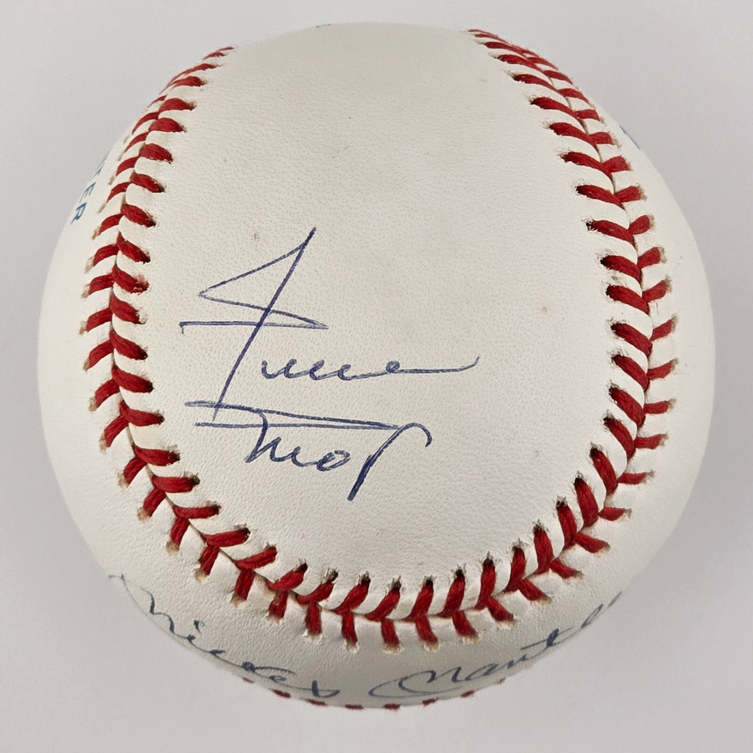 Mickey Mantle, Willie Mays &amp; Duke Snider Signed Baseball. High Grade. PSA 9.51