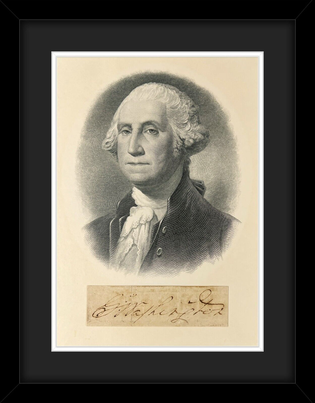 President George Washington Signed Autograph Display, Rare Signature. Auto JSA