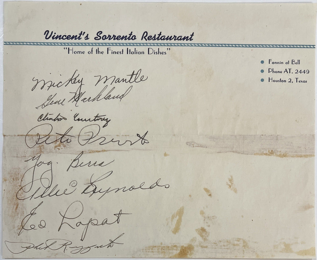 1951 Mickey Mantle Rookie Signature. Spring Training, 10 Days before Debut. PSA0