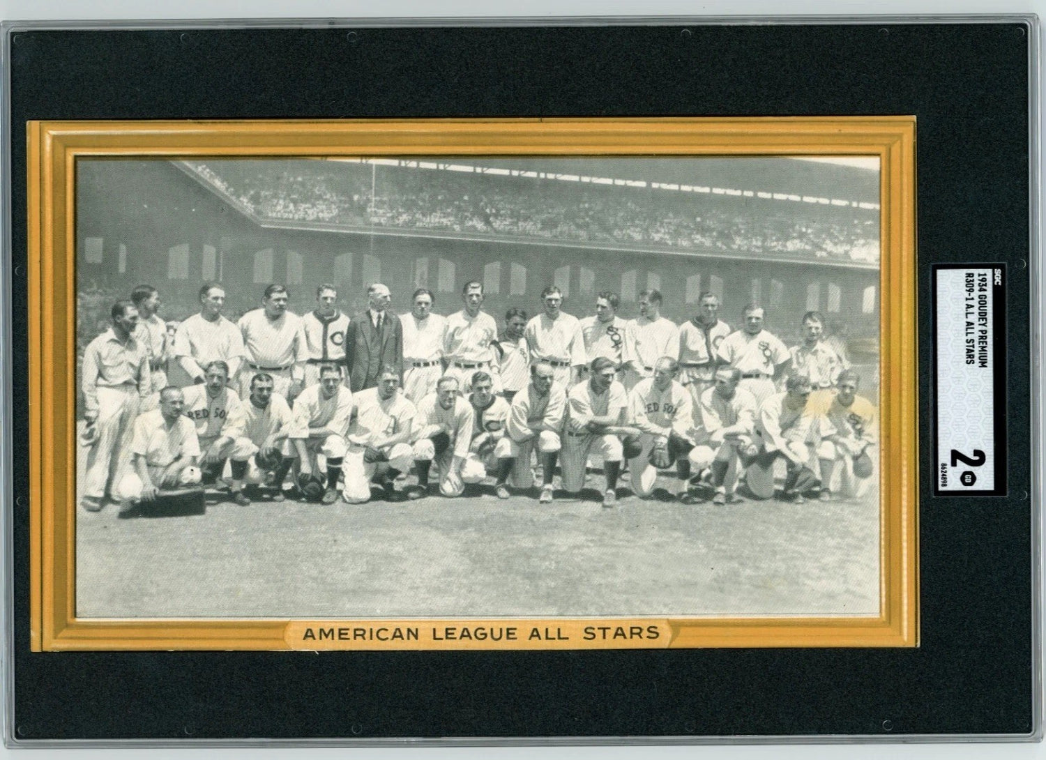 1934 Goudey Premium R309-1 AL All Stars. Ruth, Gehrig, Mack, Foxx, Collins SGC 20