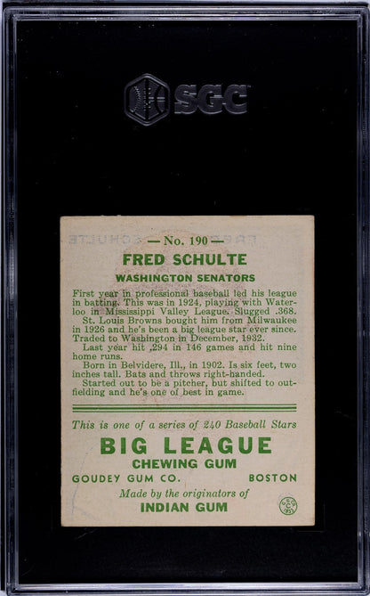 1933 Goudey Fred Schulte 