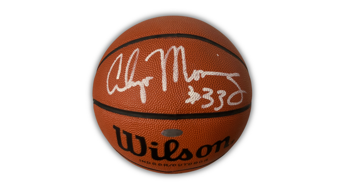 Alonzo Mourning Signed Basketball, Wilson. Silver Ink 