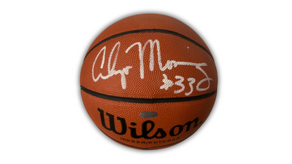Alonzo Mourning Signed Basketball, Wilson. Silver Ink 