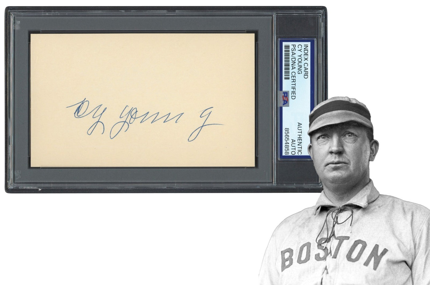 Cy Young Autograph, Signed 3" x 5" Index Card. Auto PSA0