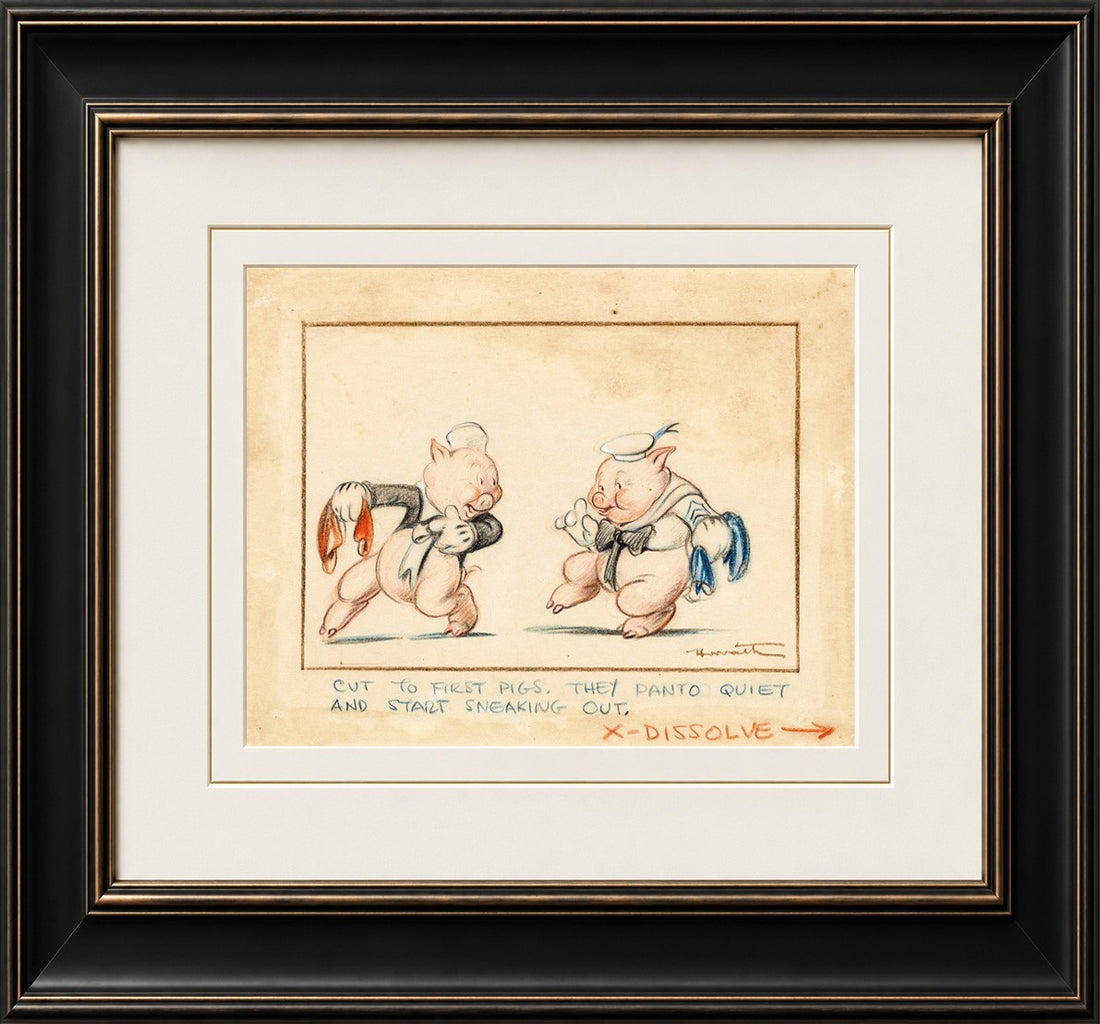 1939 Walt Disney, Three Little Pigs, Original Hand Drawn Storyboard Artwork0