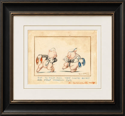 1939 Walt Disney, Three Little Pigs, Original Hand Drawn Storyboard Artwork0