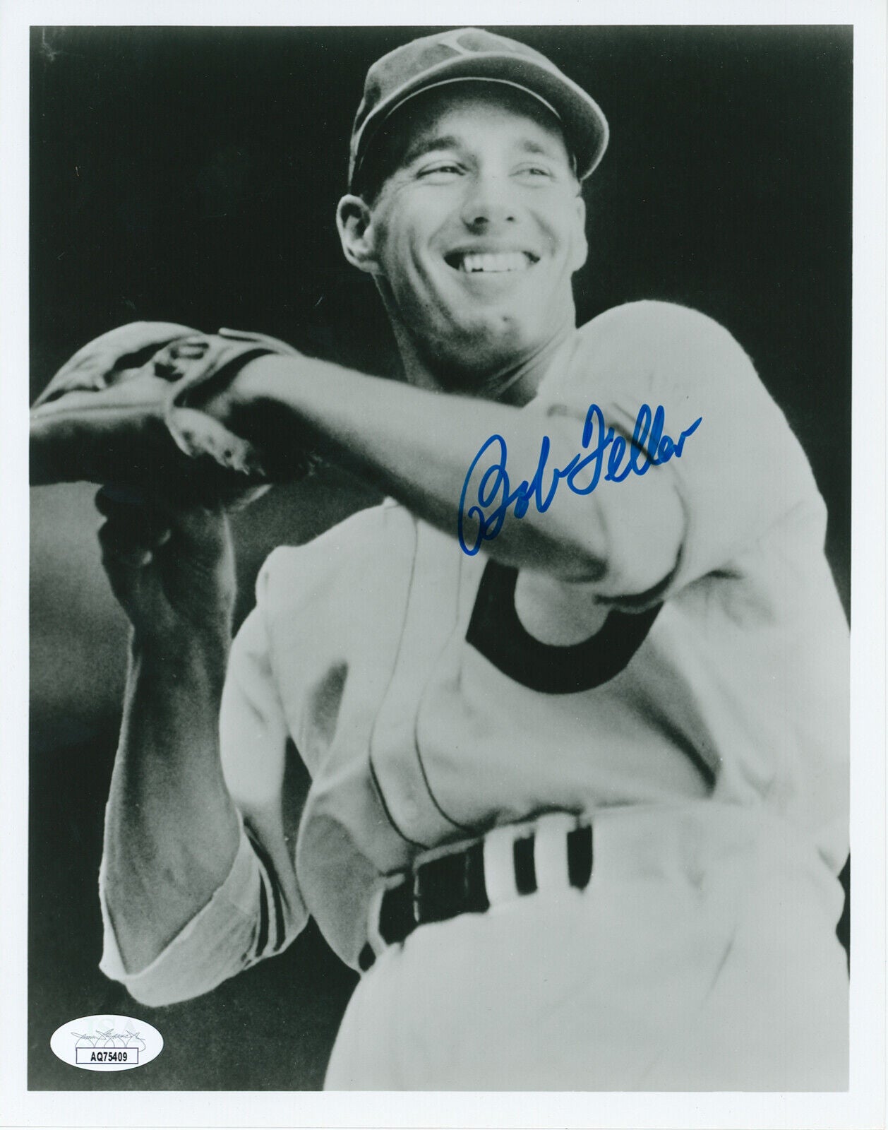 Bob Feller 8x10 Signed Photo, Cleveland Indians HOF. Auto JSA