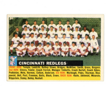 1956 Topps Cincinnati Reds Team Gray Back0