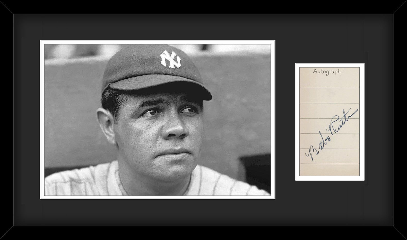 Gorgeous Babe Ruth Signed Autograph Display. Auto PSA – BC Vintage