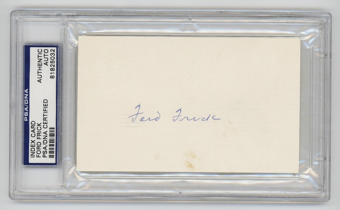 Ford Frick Signed Index Card. PSA. 3rd Commissioner of Baseball. Hall of Famer0
