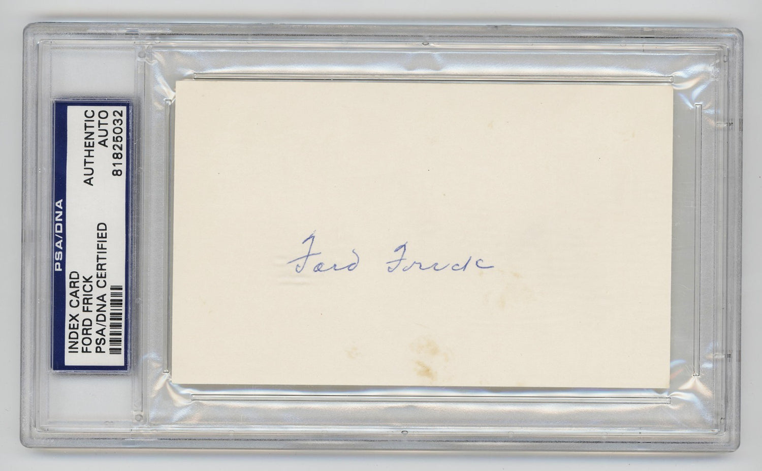 Ford Frick Signed Index Card. PSA. 3rd Commissioner of Baseball. Hall of Famer0