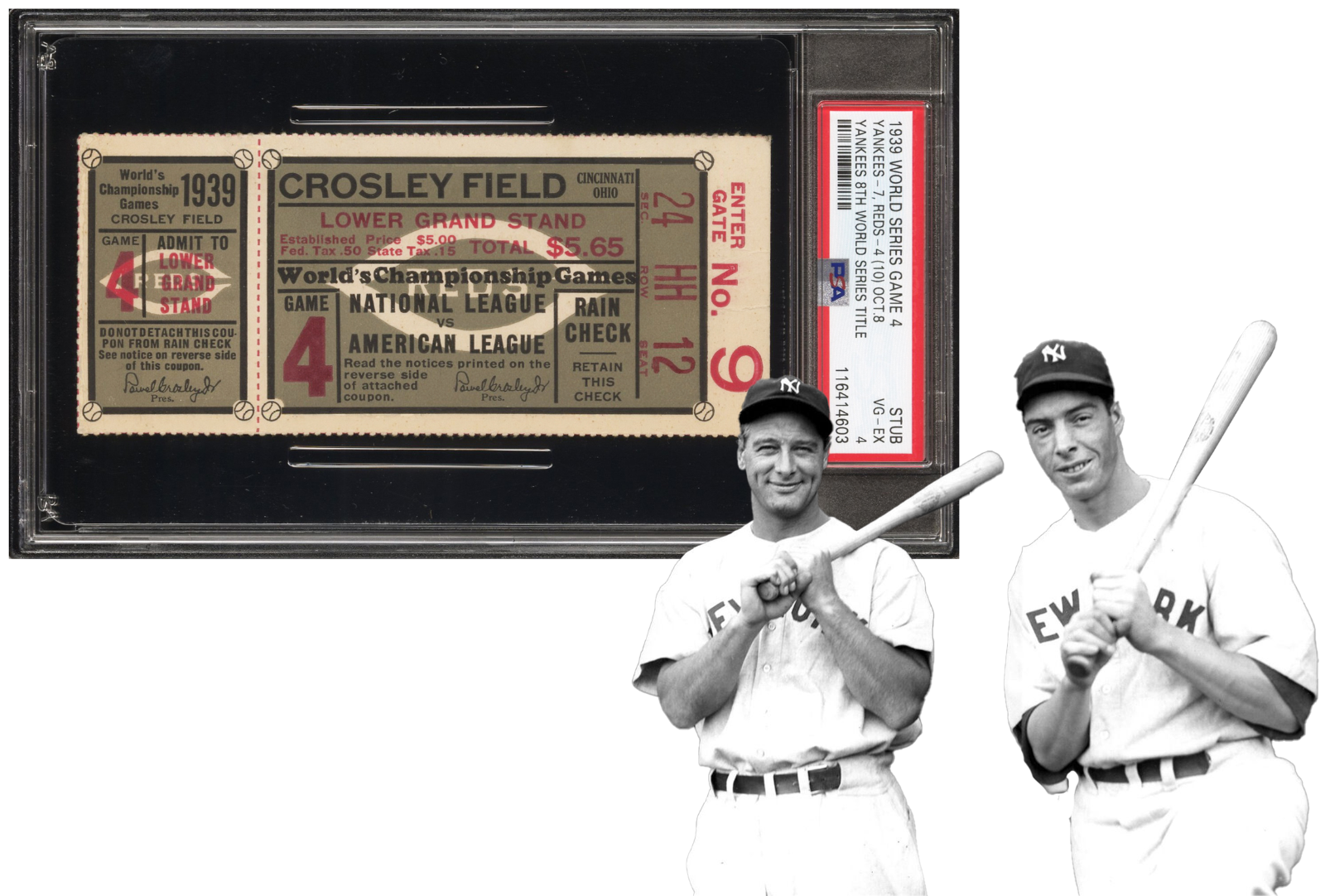 1939 World Series G4 Ticket. Yankees 8th Title, Gehrig&