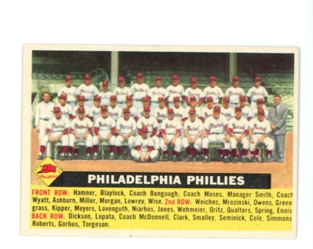 1956 Topps Philadelphia Phillies Team Gray Back0