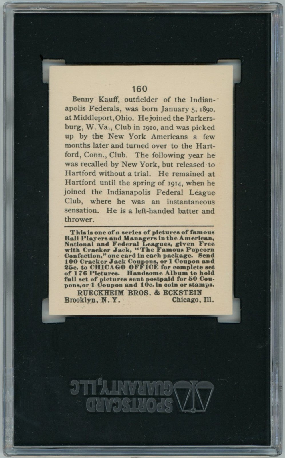 1915 Cracker Jack Benny Kauff SGC 51