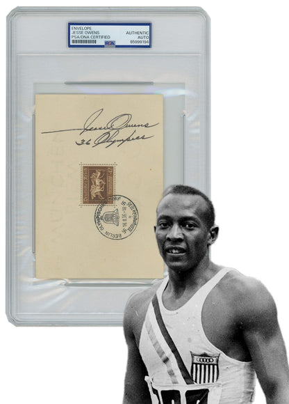 Jesse Owens Signed &amp; Inscribed Berlin Olympics Envelope, August 16 1936. PSA0