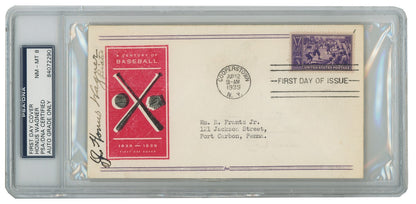 Honus Wagner Signed First Day Cover, 1939 Centennial FDC. Auto PSA 81