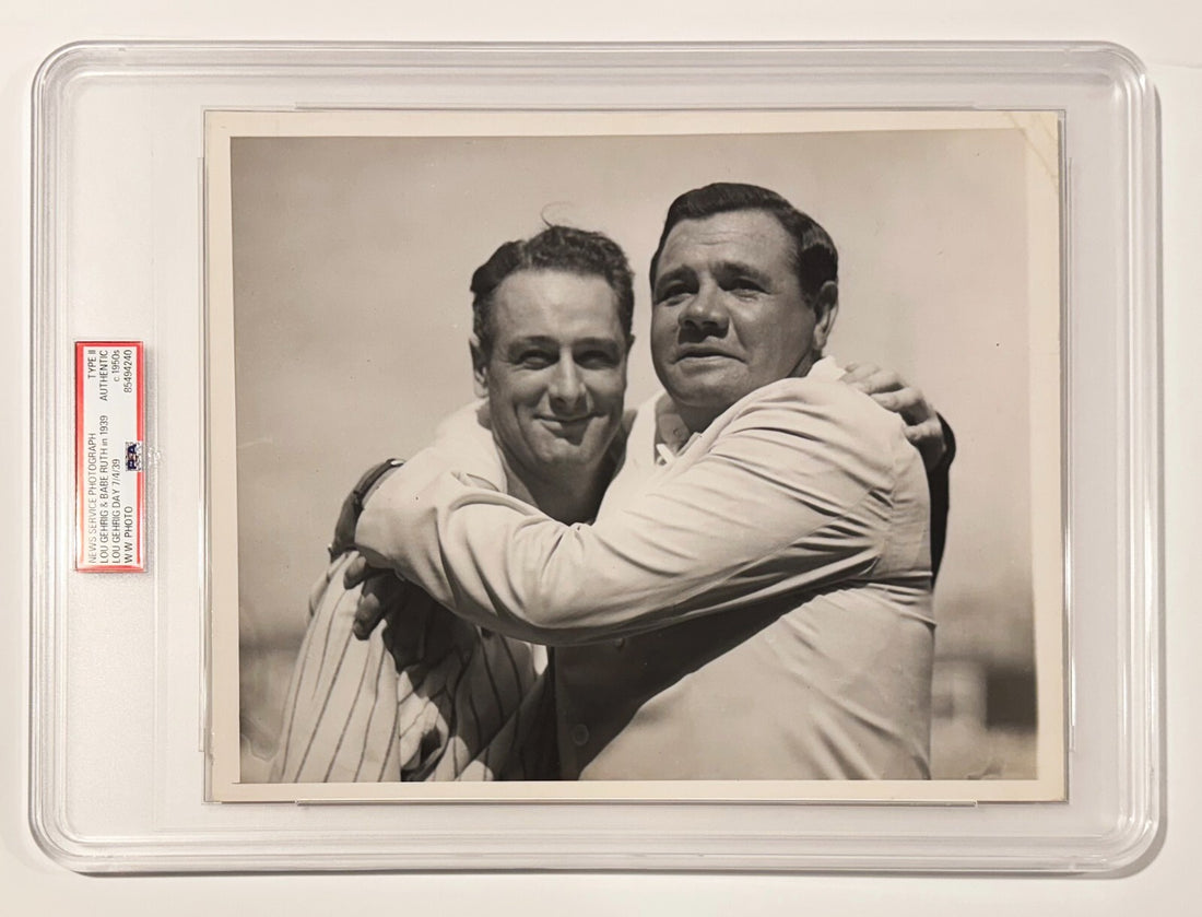 1939 Lou Gehrig Day Farewell Original Photo with Babe Ruth. PSA Type 20