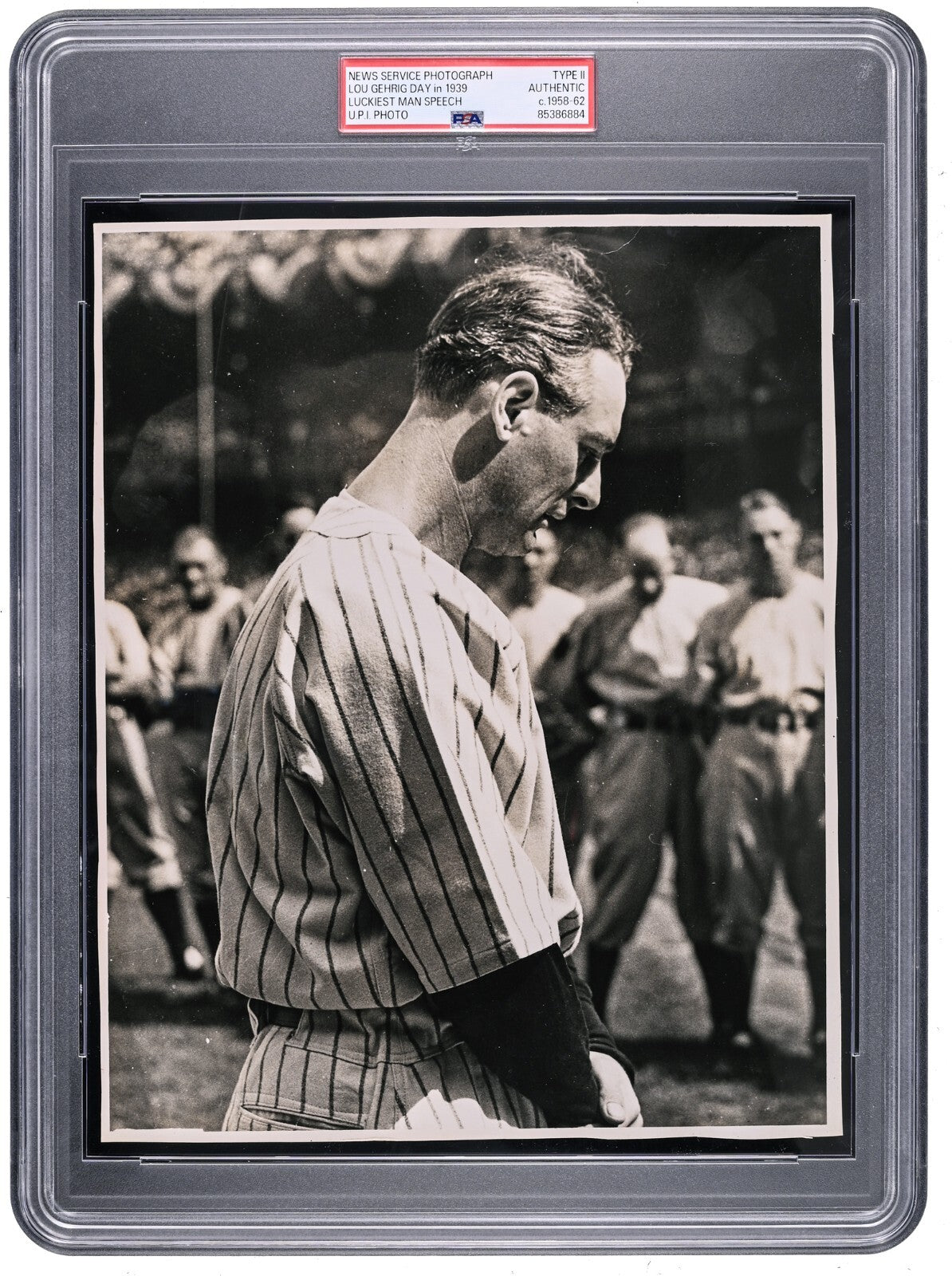 Lou Gehrig Day 1939, Luckiest Man Speech Original Photo. Iconic Image PSA Type 20