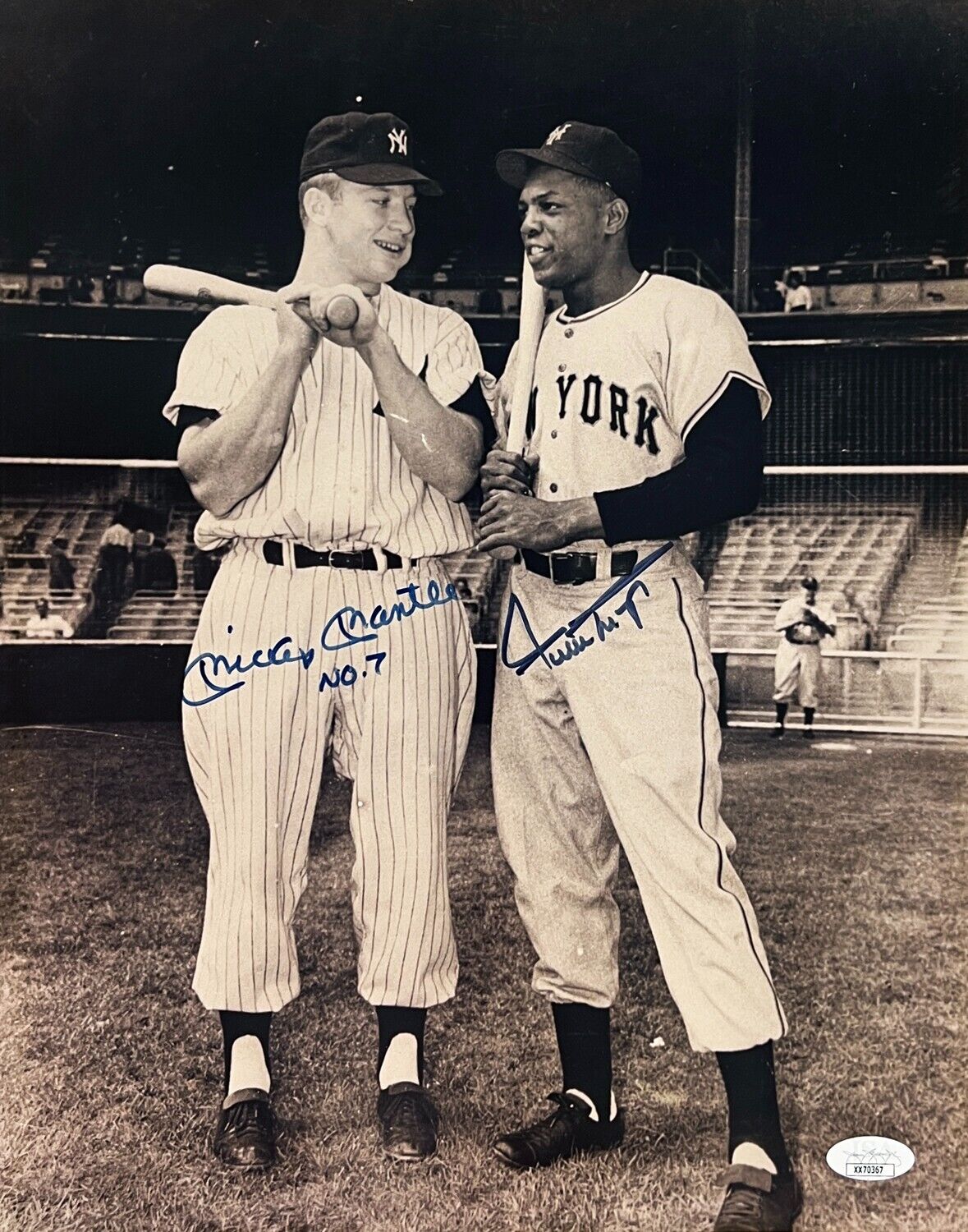 Mickey Mantle and Willie Mays Dual Signed 11x14 Photo. Auto JSA