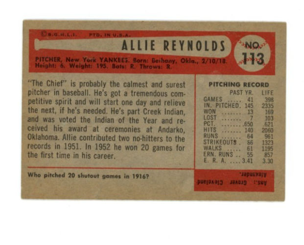 1954 Bowman Allie Reynolds1